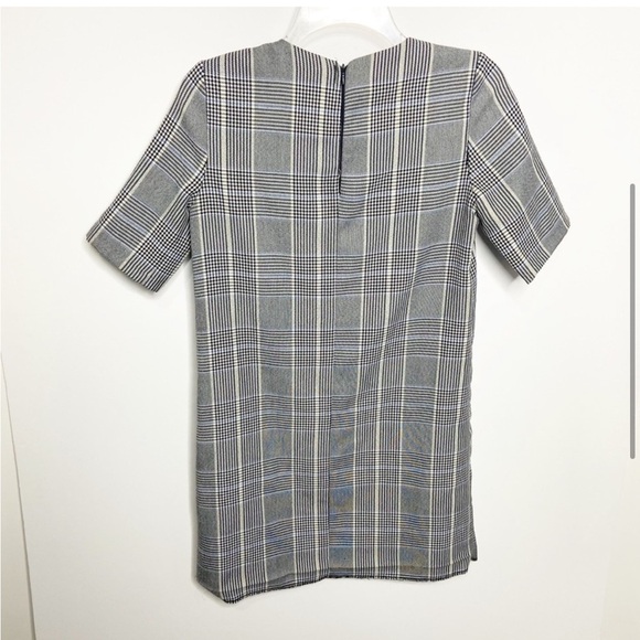Zara Size Small Plaid Short Sleeve Shift Dress Buttons Side - Picture 4 of 6